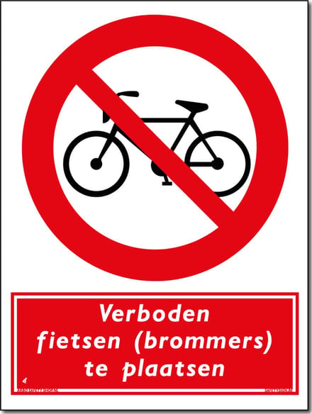 Fietsen/brommers bord - Verboden te plaatsen - Forex - 30 x 40 cm - Weerbestendig