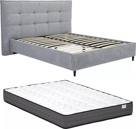 Vente-unique Bedframe stof grijs 180 x 200 cm (Super King Size Bed)