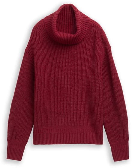 Tom Tailor - Losvallende coltrui - Maat M - rumba red melange