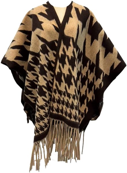 Giuliano winter poncho - Made in italy - Poncho - Bruin ruit