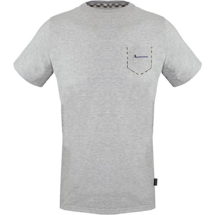 Aquascutum geruit grijs T-shirt met zakafwerking