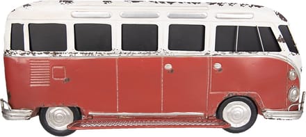 Clayre & Eef Wanddecoratie 89*15*40 cm Rood Ijzer Bus Muurdecoratie Wandversiering