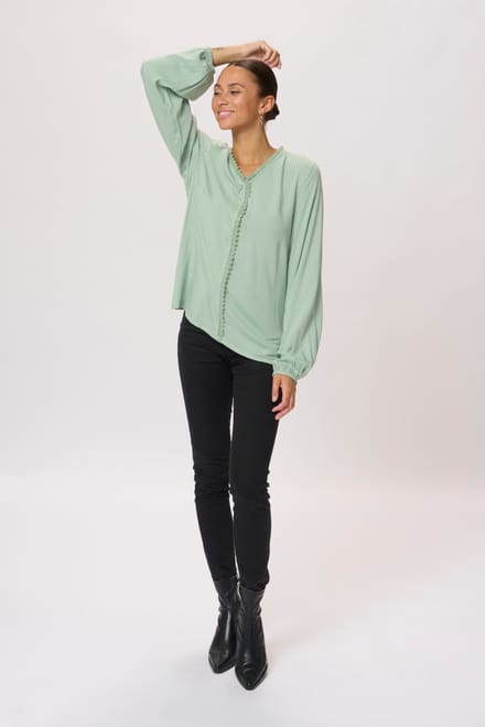 Blouse met lange mouwen Regular fit Granite Green