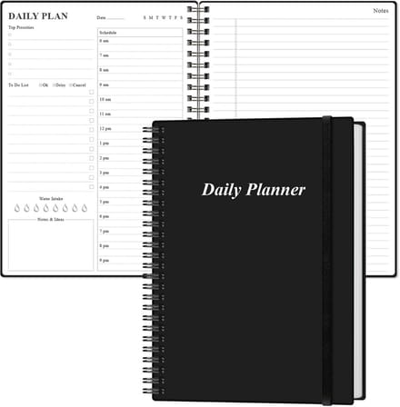 Ongedateerde Dagplanner B5 - Spiraal To Do Lijst & Urenschema Planner (Zwart)