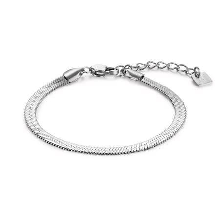 Twice As Nice Armband in edelstaal, platte slang, 4 mm 15cm+4cm