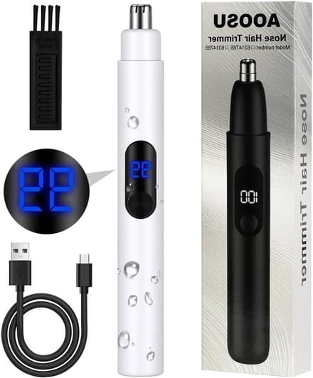 SnelShoppen - Neustrimmer, Oorhaartrimmer, USB Oplaadbare Neus- & Oorhaar Scherer met LCD Scherm, Gebruiksvriendelijk en Wasbaar voor Mannen en Vrouwe