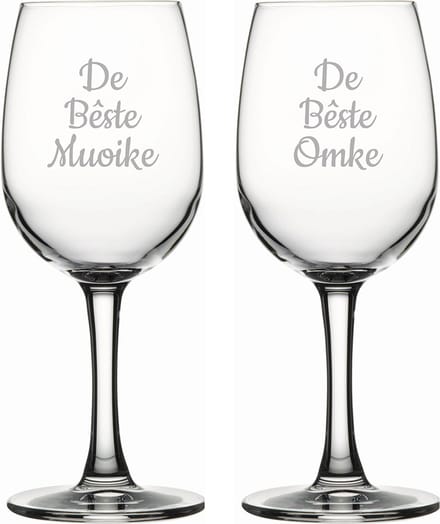 Gegraveerde witte wijnglas 26cl De Bêste Muoike-De Bêste Omke