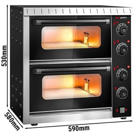 GGM Gastro Elektro Mini Pizzaofen - 4+4x 20cm - Manuell Zwart