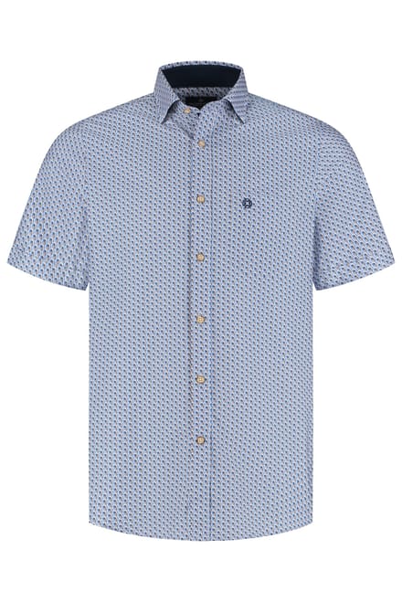 Fellows United Fellows United Korte Mouw Overhemd Birds Mid Blue  XL