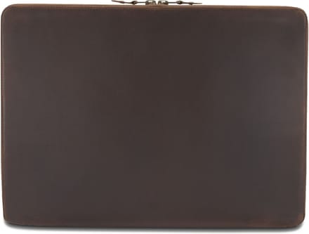 BUCKLE & SEAM Leren Laptoptas met laptopvak Ralph Dot Leather Laptop Case Brown Donkerbruin