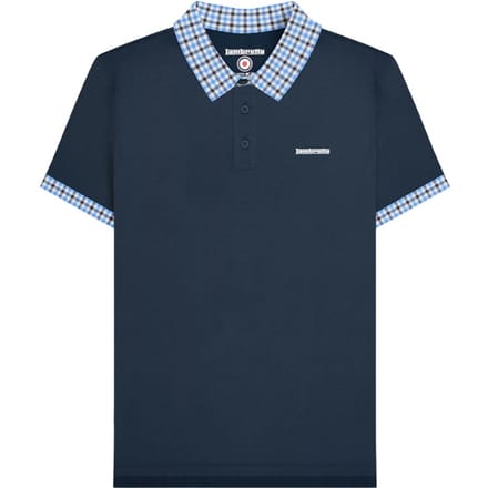 Lambretta Heren Gingham Kraag Groot & Lang Poloshirt (Zwart)