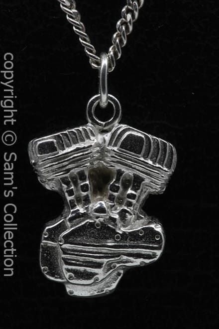 Zilveren Harley Liberator motorblok ketting hanger