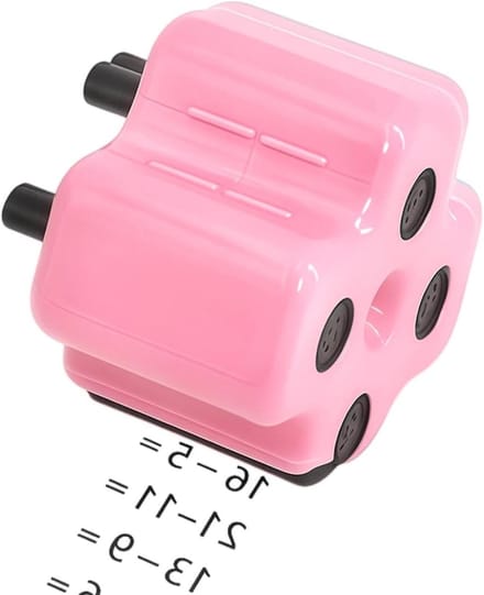 Rekenroller Speelgoed - Wiskunde Stempel - Sommen Oefenen - Dynamische Somgenerator - 9 x 9 x 6 cm - Roze