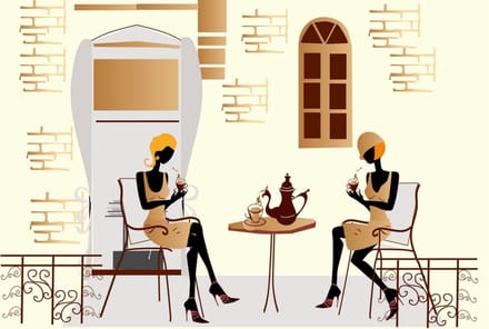 Fotobehang - Street Cafe 375x250cm - Vliesbehang