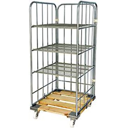 Rolstelling met houten rolplaat, 1600 mm bruikbare hoogte, legborden horizontaal