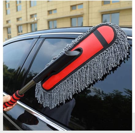 Microfiber Stofdoek - Uitschuifbare Duster - Auto Interieur Reinigen - Flexibel Veer Handvat - 500 Gram - Grijs