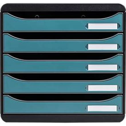 Exacompta Big Box Plus Skandi pacific blauw, 5 laden A4/A4+, open voorzijde, geruisloos, stapelbaar, Blaue Engel