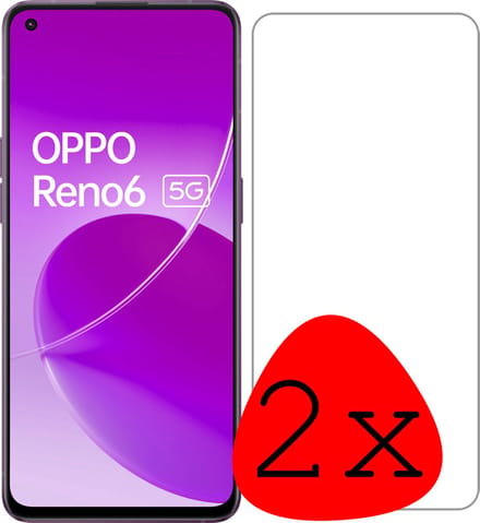 Screenprotector - 2 Stuks Geschikt voor OPPO Reno 6 - Extra Sterk - Beschermglas - Gehard Glas - Tempered Glass - Screen Protector