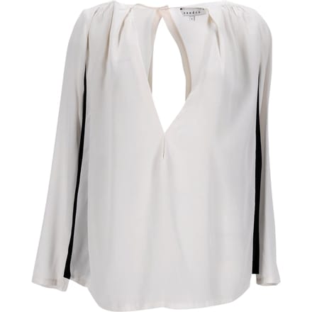 Sandro V-halsblouse van grijze zijde