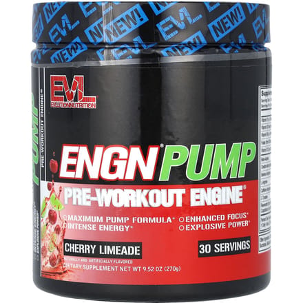 EVLution Nutrition, Engn Pump, Complément Pré-Entraînement, Citron-Cerise, 270 g (270g)