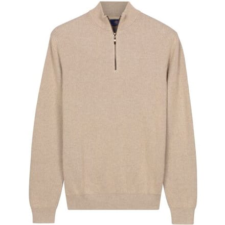 Baileys Trui Half Zip Uni Color Plated Rib Knit Kitt / male