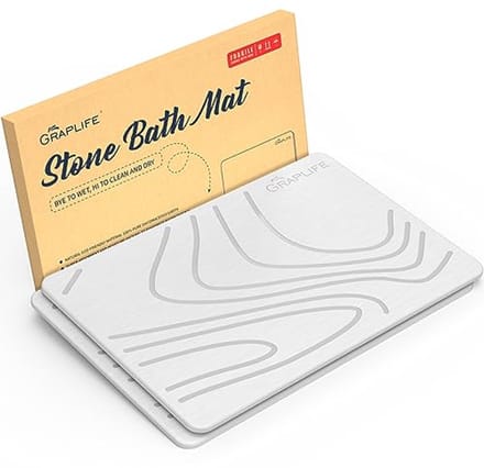 Super absorberende stenen badmat 2PACK - Antislip, sneldrogende douchemat voor badkamer en aanrecht in elegant wit