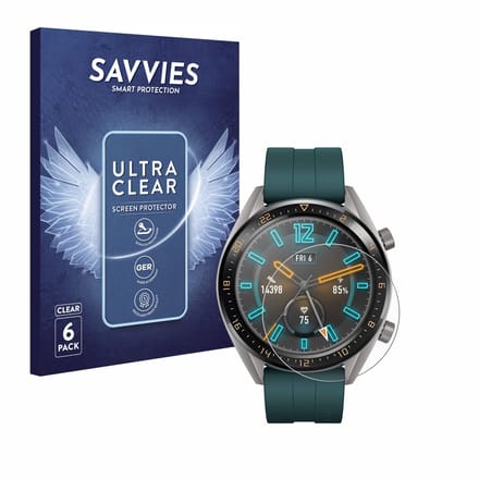 Savvies - Screenprotector voor Huawei Watch GT Active - Folie Beschermfolie transparant 6 Stuks