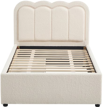 Vente-unique Bedframe stof crème 90 x 190 cm