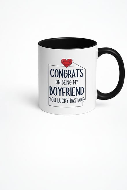 Grappige Mok Boyfriend Cadeau - Congrats Lucky Bastard Vriend Mok