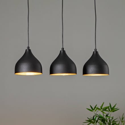 Opviq Tattoo 6211 3-lichts lineaire hanglamp zwart/goud