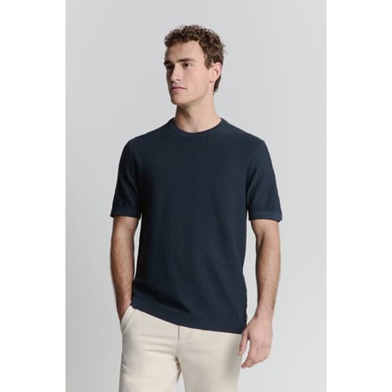 No Excess Pullover Short Sleeve Crewneck Solid Slub Knit Night Maat: S | Sweaters Outlet | Heren | Blauw