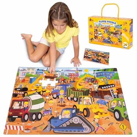 Reuzevloerpuzzel Bouwplaats - 48 Grote Stukken Puzzel voor Kinderen 2-8 Jaar