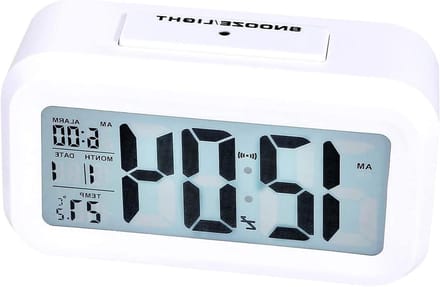 Digitale Wekker - Nachtklok - Wakker Worden - Groot LCD Display - 1800 Gram - Wit