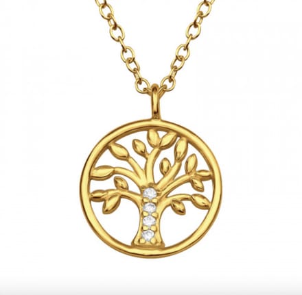 WeLoveSilver - gold plated ketting - levensboom hanger - 925 zilver