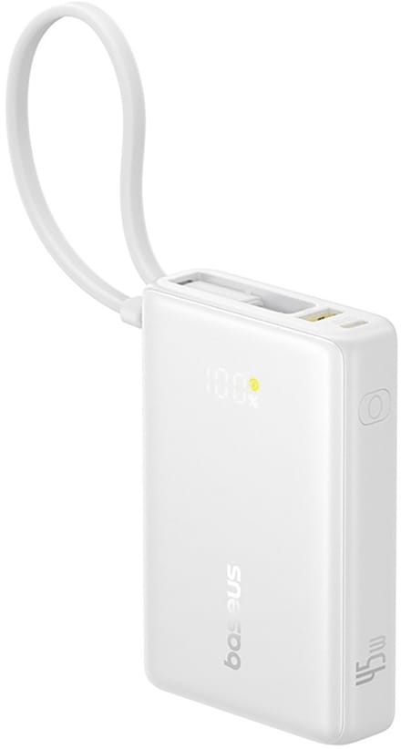 Baseus PicoGo power bank - with built-in USB-C cable - 2 x USB-C USB - 45 Watt - 10000 mAh