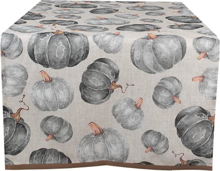 Clayre & Eef Tafelloper Overig 50x140 cm Grijs Katoen Pompoen Herfst decoratie