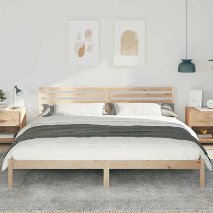 vidaXL - Bedframe - met - hoofdeinde - Bruin - 200 - x - 210 - cm - Massief - grenenhout