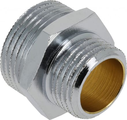 Bonfix messing verloopnippel - 3/4 x 3/8 - vernikkeld