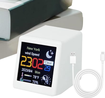 Weerstation Klok - Digitale Weervoorspeller - Thuis Comfort - Wifi Connectiviteit - Compact Formaat - Geel Zwart Wit