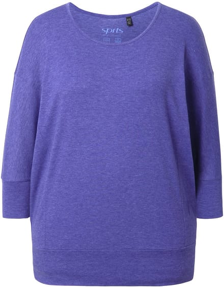 Ulla Popken - Dames - Functioneel shirt oversized boothals 3/4-mouwen - Bosbes - Maat 42+
