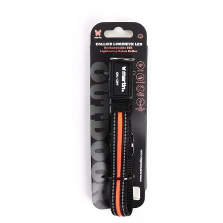 Lichtgevende nylon hondenhalsband USB Martin Sellier