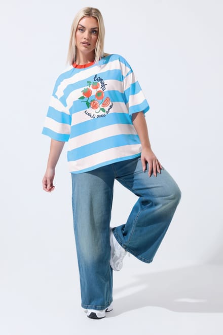 Limited Collection Blauw Gestreept 'Tomate' Ringer Tshirt Size 46