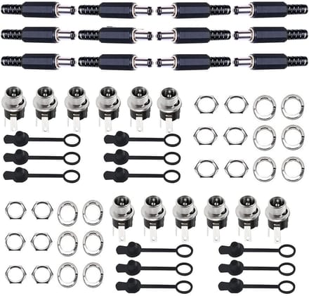 Dailygoody - RUNCCI-YUN 5.5mm x 2.5mm DC Plug en Socket Set - 12 Stuks met Rubber Beschermdoppen