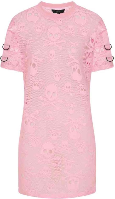 Banned - Keiko Net Mini jurk - L - Roze