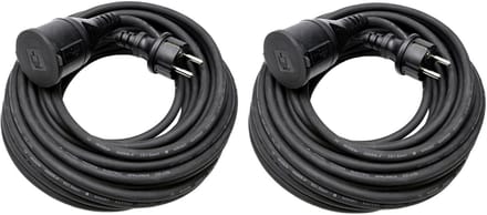 Benson Verlengsnoer rubber - 2x - 15 meter - spatwaterdicht IP44 - 3500W - 3-polig