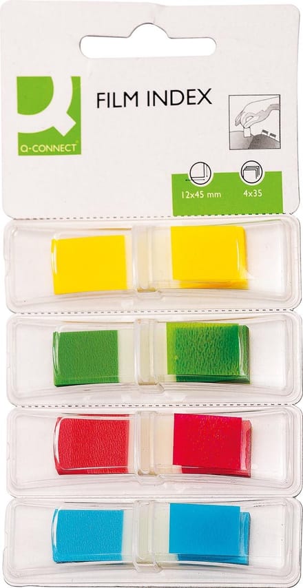 Q-CONNECT index mini | ft 12 | 5 x 45 mm | 4 x 35 tabs | geassorteerde kleuren