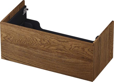 INK wastafelonderkast 1 lade greeploos push to open echt hout 90x45x38cm, massief eiken chocolate