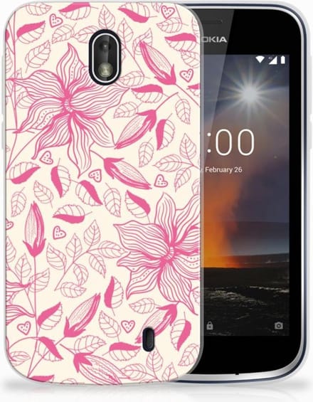Nokia 1 TPU Case Pink Flowers
