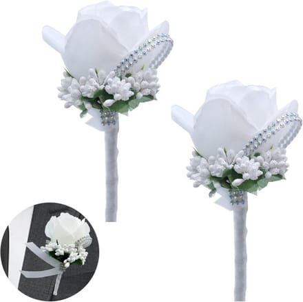 2 Stuks Bruidsboeket Corsage Rozen Bruiloft Knoopgatspeld Decoratie