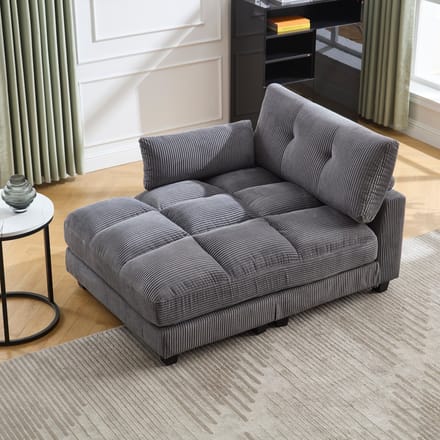 Moderne Fauteuil - Zachte Corduroy Bankje Met Bekerhouders